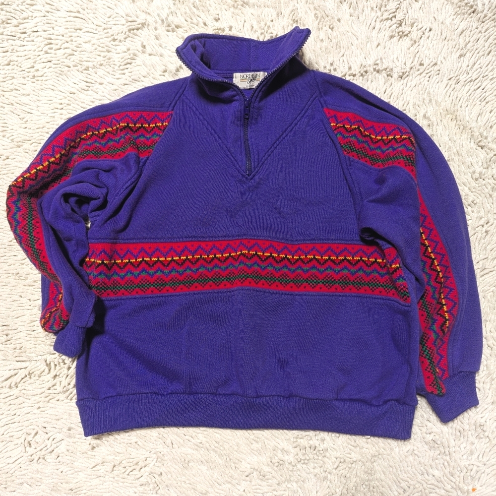Northern Spirit 1/4 Zip Purple Sweatshirt- size large